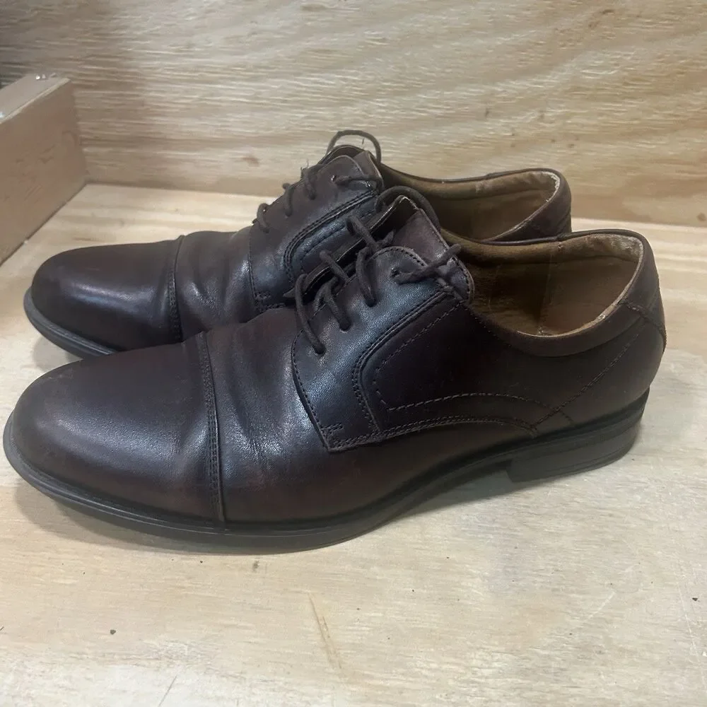 Florsheim Cognac Dark Brown Leather Cap Toe Oxford Shoes Sz 10.5 EEE Extra Wide